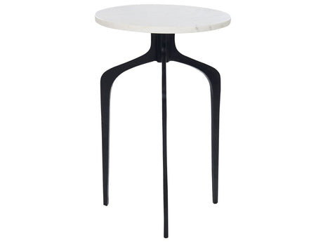 Side Table White Marble Top 3 Black Metal Legs  36cm Round Glam Modern Living Room Bedroom Beliani