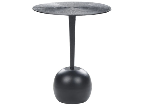 Side Table Black Leg Base Aluminium  40 cm Round Carved Top Decorative Modern Minimalistic Living Room Hallway Beliani