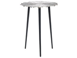 Side Table Silver with 3 Black Iron Legs Aluminium  36 cm Irregular Carved Top Decorative Modern Minimalistic Living Room Hallway Beliani