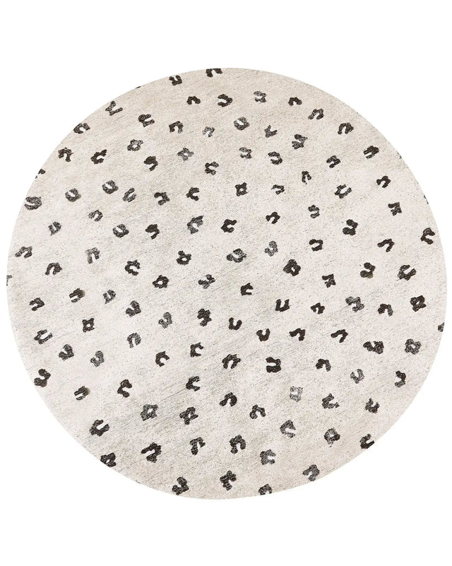 Rug Light Beige Cotton  140 cm Rectangular Animal Motif Modern Beliani