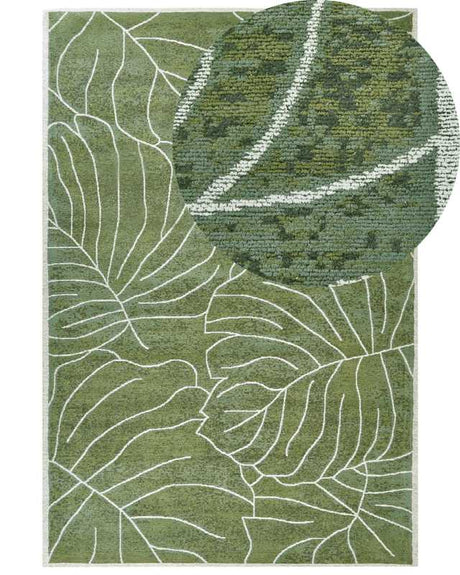 Area Rug Green 200 x 300 cm Boho Modern Monstera Leaf Pattern Print Motif Beliani