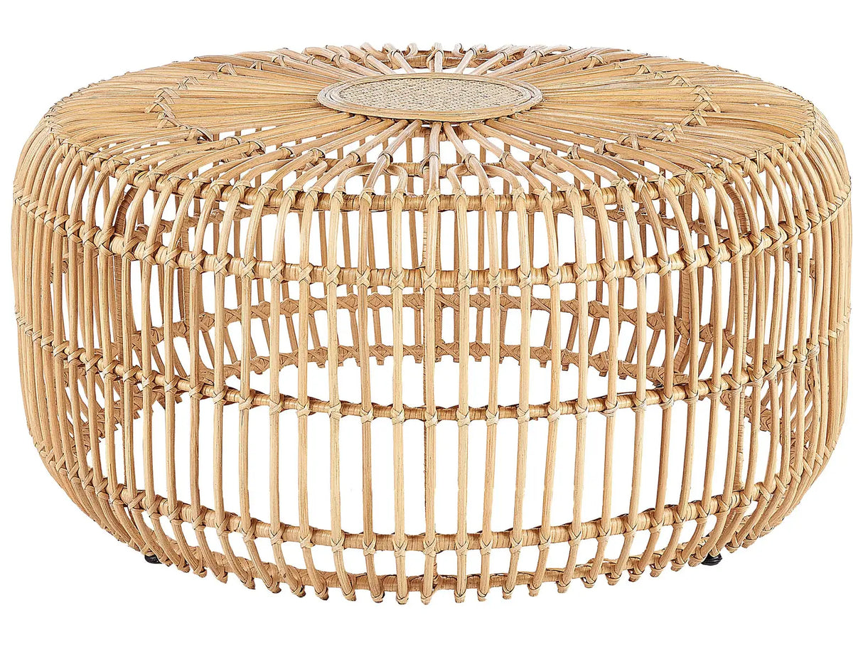 Rattan Garden Coffee Table Natural Rattan  85 cm Round Handmade Indoor Outdoor Living Room Terrace Patio Boho Style Beliani