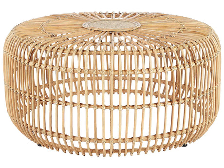 Rattan Garden Coffee Table Natural Rattan  85 cm Round Handmade Indoor Outdoor Living Room Terrace Patio Boho Style Beliani