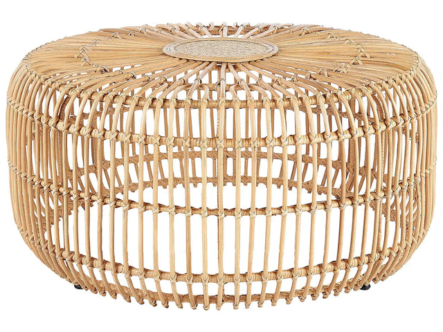Rattan Garden Coffee Table Natural Rattan  85 cm Round Handmade Indoor Outdoor Living Room Terrace Patio Boho Style Beliani