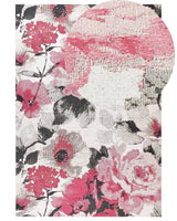 Cotton Area Rug Pink Flowers Motif 140 x 200 cm Rustic Boho Beliani