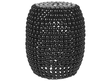 Side Table Black Iron Plastic  62 cm Accent End Table Drum Oval Shape Modern Living Room Beliani