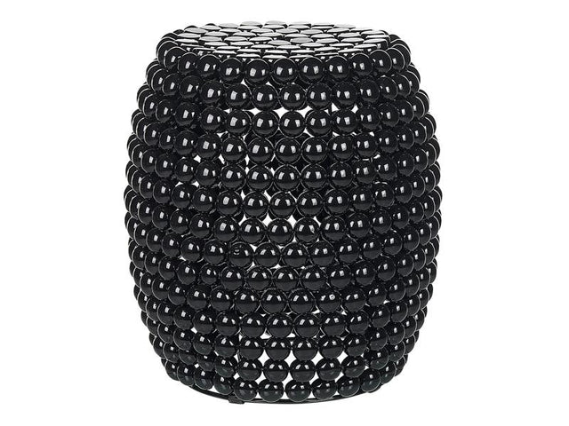 Side Table Black Iron Plastic 45 x 45 x 40 cm Accent End Table Drum Oval Shape Modern Living Room Beliani