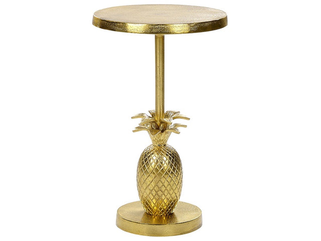 Side Table Gold Metal 29 x 29 x 49 cm Accent Pineapple End Table Glam Living Room Beliani