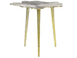 Side Table Gold Metal 49 x 49 x 44 cm Accent End Table Wood Effect Distressed Glam Living Room Beliani