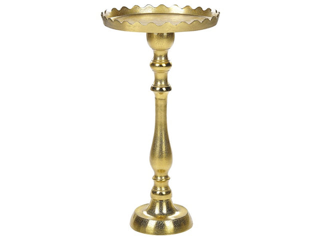 Side Table Gold Metal 35 x 35 x 66 cm Accent Piece Glossy Finish End Table Glam Living Room Beliani