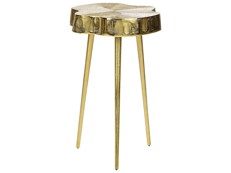 Side Table Gold Metal 30 x 30 x 50 cm Accent End Table Wood Effect Gloss Glam Living Room Beliani