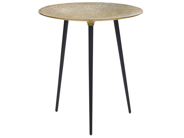 Side Table Gold Black Metal 45 x 45 x 50 cm Accent End Table Round Top Gloss Glam Living Room Beliani