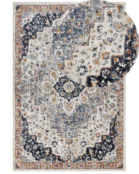 Area Rug Beige and Blue Polypropylene Polyester 160 x 230 cm Oriental Vintage Pattern Living Room Accessories Beliani