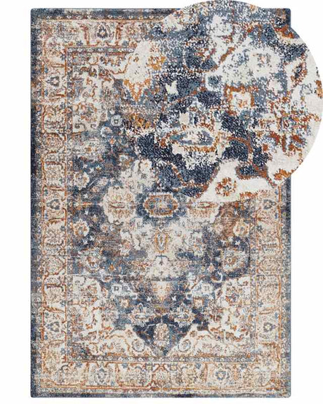 Area Rug Beige and Blue Polypropylene Polyester 200 x 300 cm Oriental Vintage Pattern Living Room Accessories Beliani