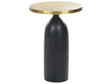Side Table Black and Gold Metal  36 cm Round Geometric Shape Modern End Table Beliani