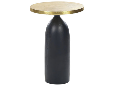 Side Table Black and Gold Metal  36 cm Round Geometric Shape Modern End Table Beliani