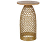 Side Table Light Wood and Gold Mango Top Metal 30 x 30 cm Round Geometric Shape Modern End Table Beliani