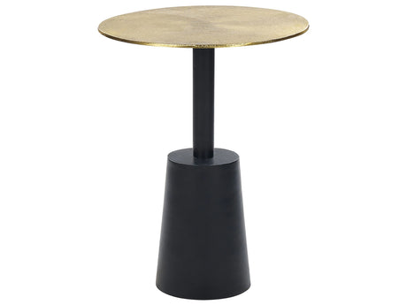 Side Table Black and Gold Metal  36 cm Round Geometric Shape Modern End Table Beliani