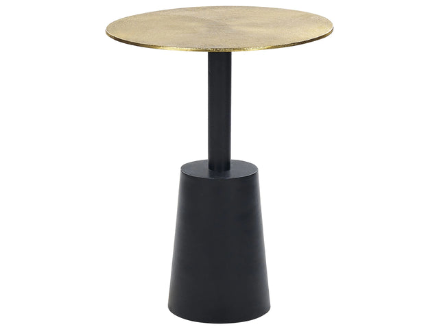 Side Table Black and Gold Metal  36 cm Round Geometric Shape Modern End Table Beliani