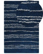 Shaggy Area Rug Blue and White Polypropylene 200 x 300 cm Modern Striped Pattern Living Room Accessories Beliani