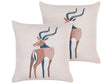 Set of 2 Decorative Cushions Beige Animal Print 45 x 45 cm Antelope Motif Modern Safari Decor Beliani