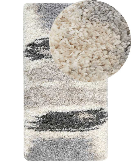 Shaggy Area Rug 80 x 150 cm Abstract High-Pile Machine-Tufted Rectangular Carpet Beliani