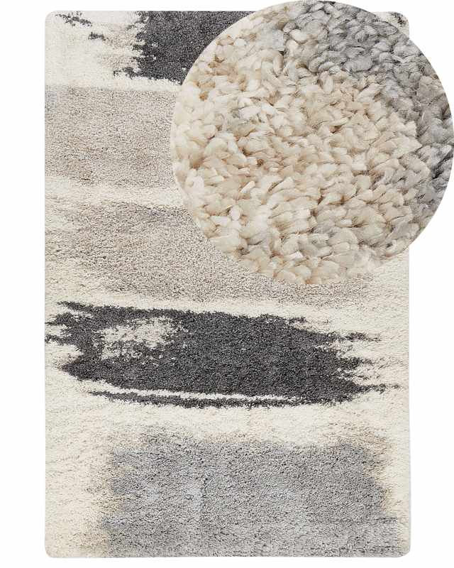 Shaggy Area Rug 160 x 230 cm Abstract High-Pile Machine-Tufted Rectangular Carpet Beliani