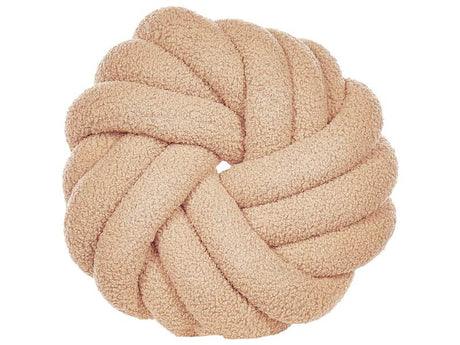 Knot Cushion Beige Boucle 31 x 31 cm Tied-Up Plushy Decorative Modern Beliani