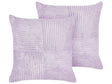 Set of 2 Decorative Pillows Purple Corduroy 43 x 43 cm Striped Pattern Modern Design Throw Cushions Beliani