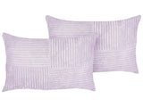 Set of 2 Decorative Pillows Violet Corduroy 50 x 30 cm Striped Pattern Modern Design Throw Cushions Beliani