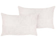Set of 2 Decorative Pillows Off-White Corduroy 50 x 30 cm Striped Pattern Modern Design Throw Cushions Beliani