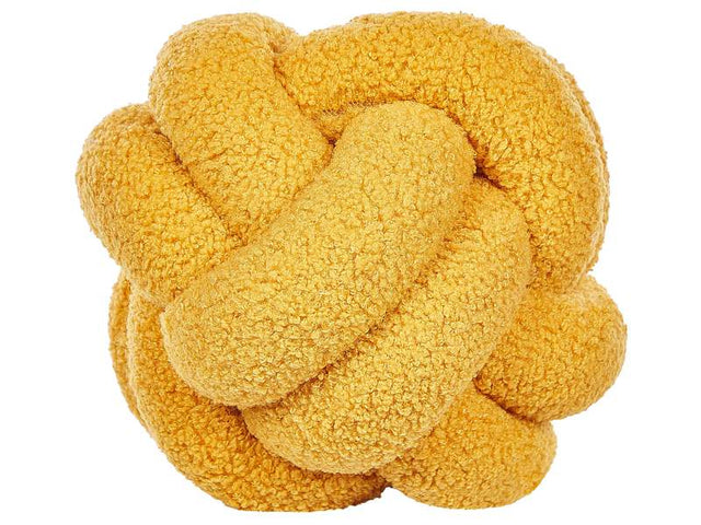 Decorative Cushion Yellow Boucle Knot Pillow 19 x 19 cm Decor Accessories Beliani