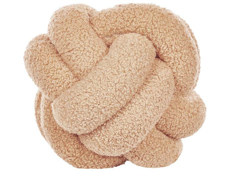 Decorative Cushion Beige Boucle Knot Pillow 19 x 19 cm Decor Accessories Beliani