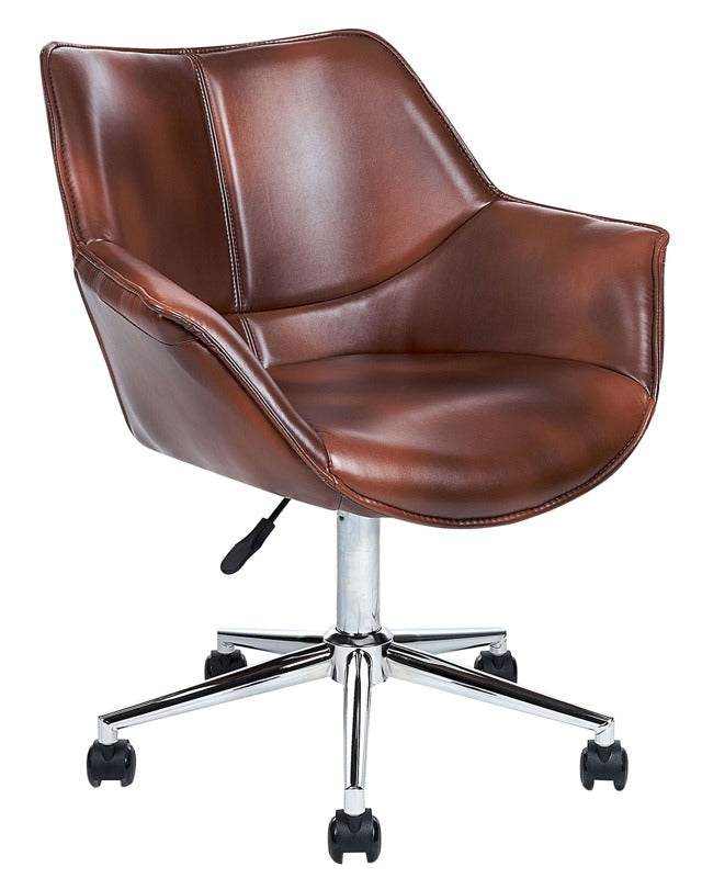 Office Swivel Chair Brown Faux Leather Height Adjustable Elegant Beliani