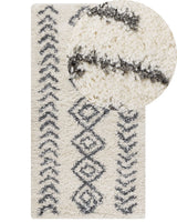 Area Rug Light Beige and Grey 80 x 150 cm Shaggy Rectangular Geometric Pattern Boho Traditional Style Living Room Bedroom Beliani
