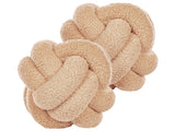 Set of 2 Decorative Cushions Beige Boucle Knot Pillow 19 x 19 cm Decor Accessories Beliani