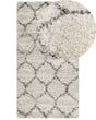Area Rug Light Beige and Grey 80 x 150 cm Shaggy Rectangular Geometric Honeycomb Pattern Boho Traditional Style Beliani
