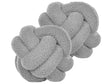 Set of 2 Decorative Cushions Grey Boucle Knot Pillow 19 x 19 cm Decor Accessories Beliani