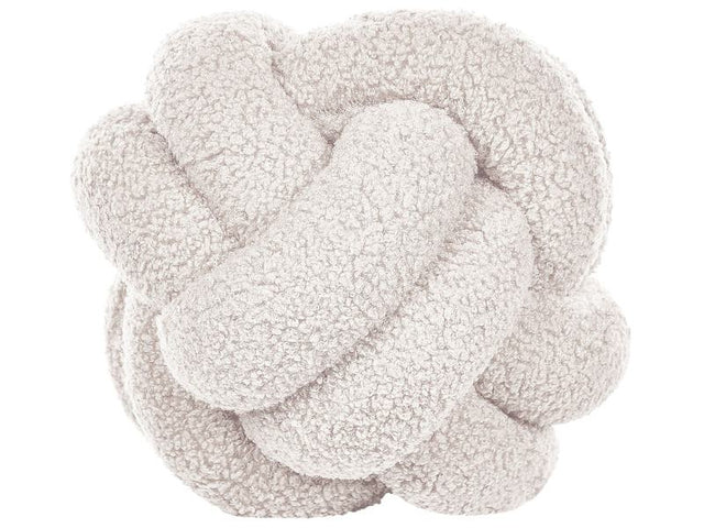 Decorative Cushion White Boucle Knot Pillow 20 x 20 cm Decor Accessories Beliani