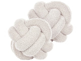 Set of 2 Decorative Cushions White Boucle Knot Pillow 19 x 19 cm Decor Accessories Beliani
