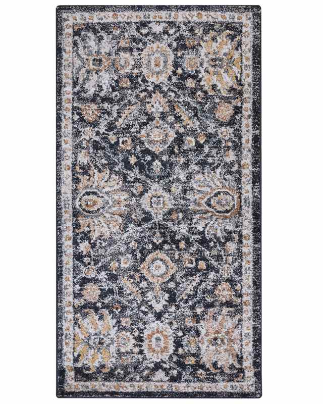 Area Rug Blue and Beige 80 x 150 cm Oriental Distressed Living Room Bedroom Beliani