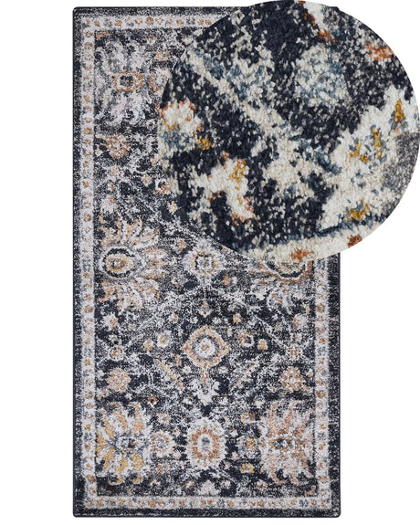 Area Rug Blue and Beige 80 x 150 cm Oriental Distressed Living Room Bedroom Beliani