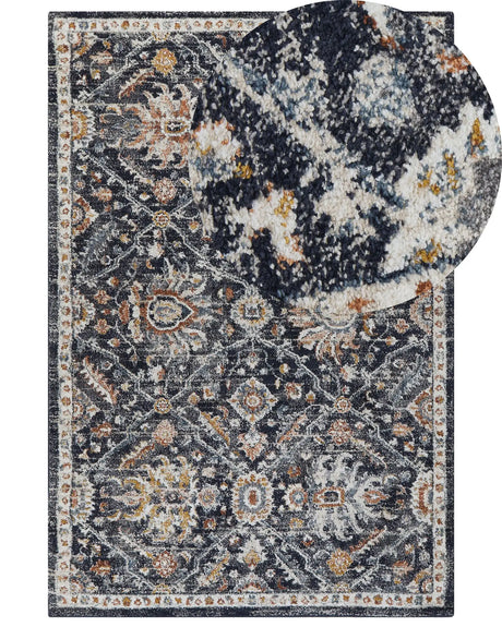 Area Rug Blue and Beige 160 x 230 cm Oriental Distressed Living Room Bedroom Beliani