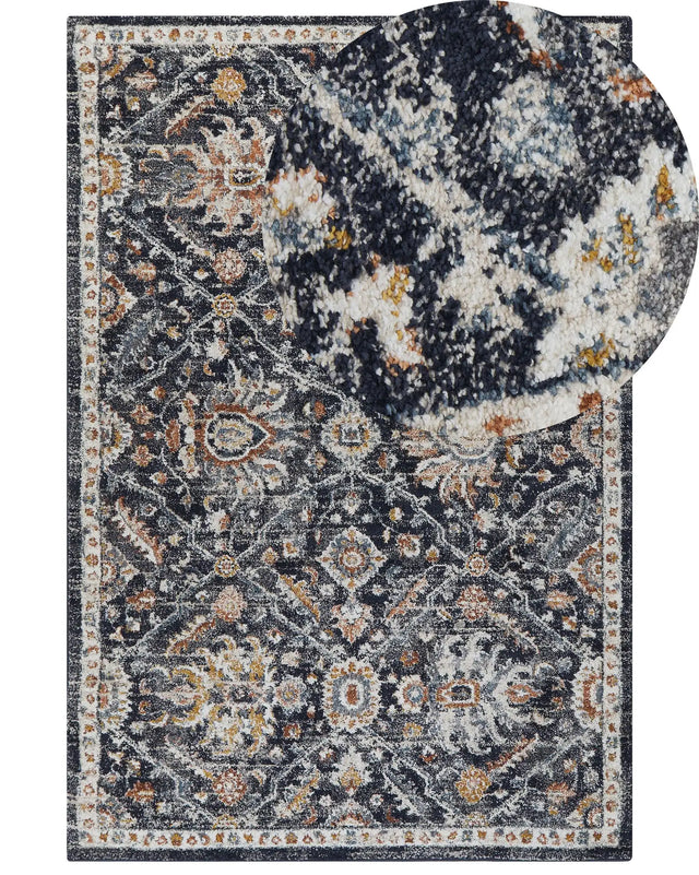 Area Rug Blue and Beige 160 x 230 cm Oriental Distressed Living Room Bedroom Beliani