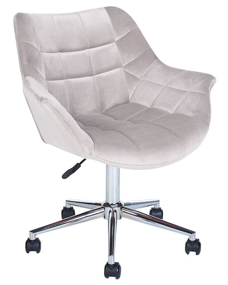 Office Swivel Chair Grey Velvet Height Adjustable Beliani