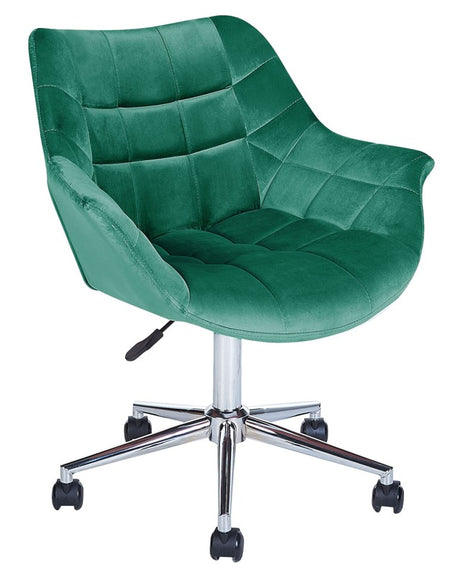 Office Swivel Chair Green Velvet Height Adjustable Beliani