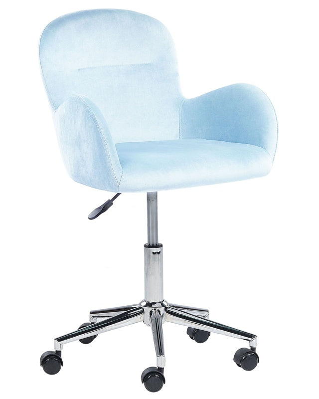 Office Swivel Chair Light Blue Velvet Height Adjustable Beliani