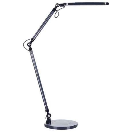 Desk LED Lamp Metal Aluminum Black with Base Double Dimming Touch Switch Light Office Study Modern Beliani