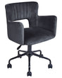 Office Chair Black Velvet with Armrests Cut-Out Backrest Adjustable Height Tufted Back Black Metal Starbase Beliani