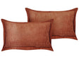 Set of 2 Golden Brown Decorative Pillows Corduroy 47 x 27 cm Modern Traditional Living Room Bedroom Cushions Beliani